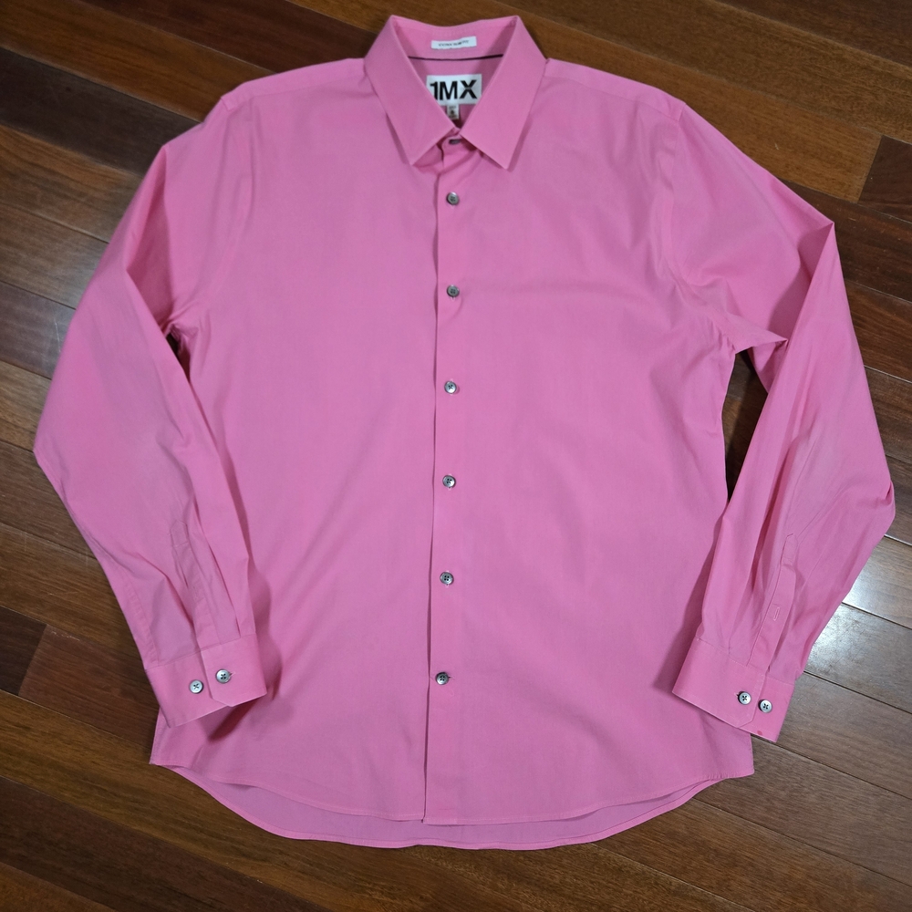 Express Men's 1MX Limited Edition Pink Color Fitted Shirt Size XL